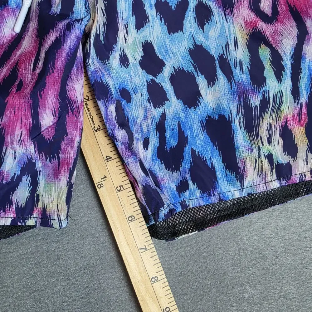 Original Fables Men's Swim Trunks Size Small Purple Blue Pink Leopard Print Shor